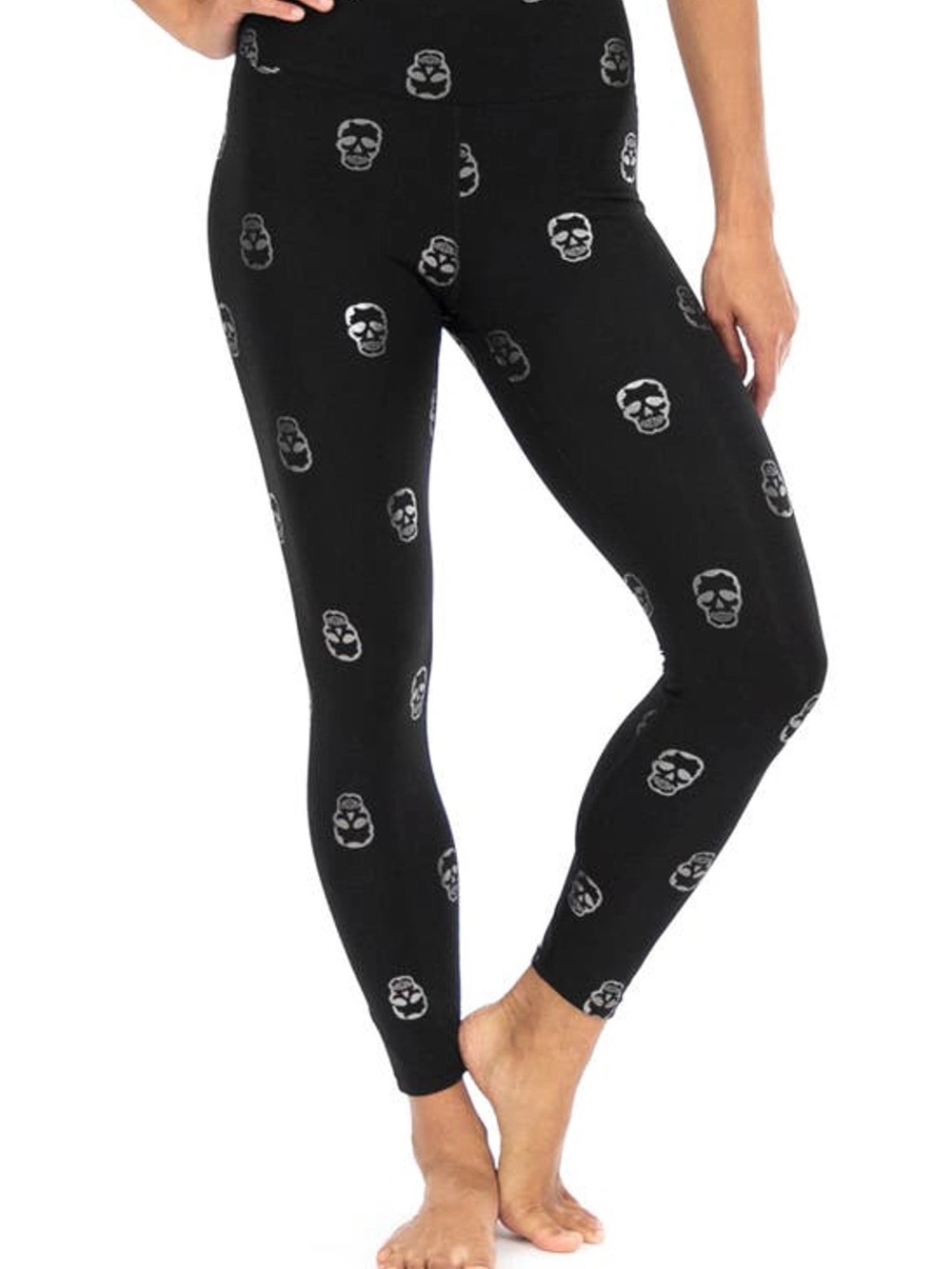 Nanette Lepore Women's Black Skull Print Athletic Leggings